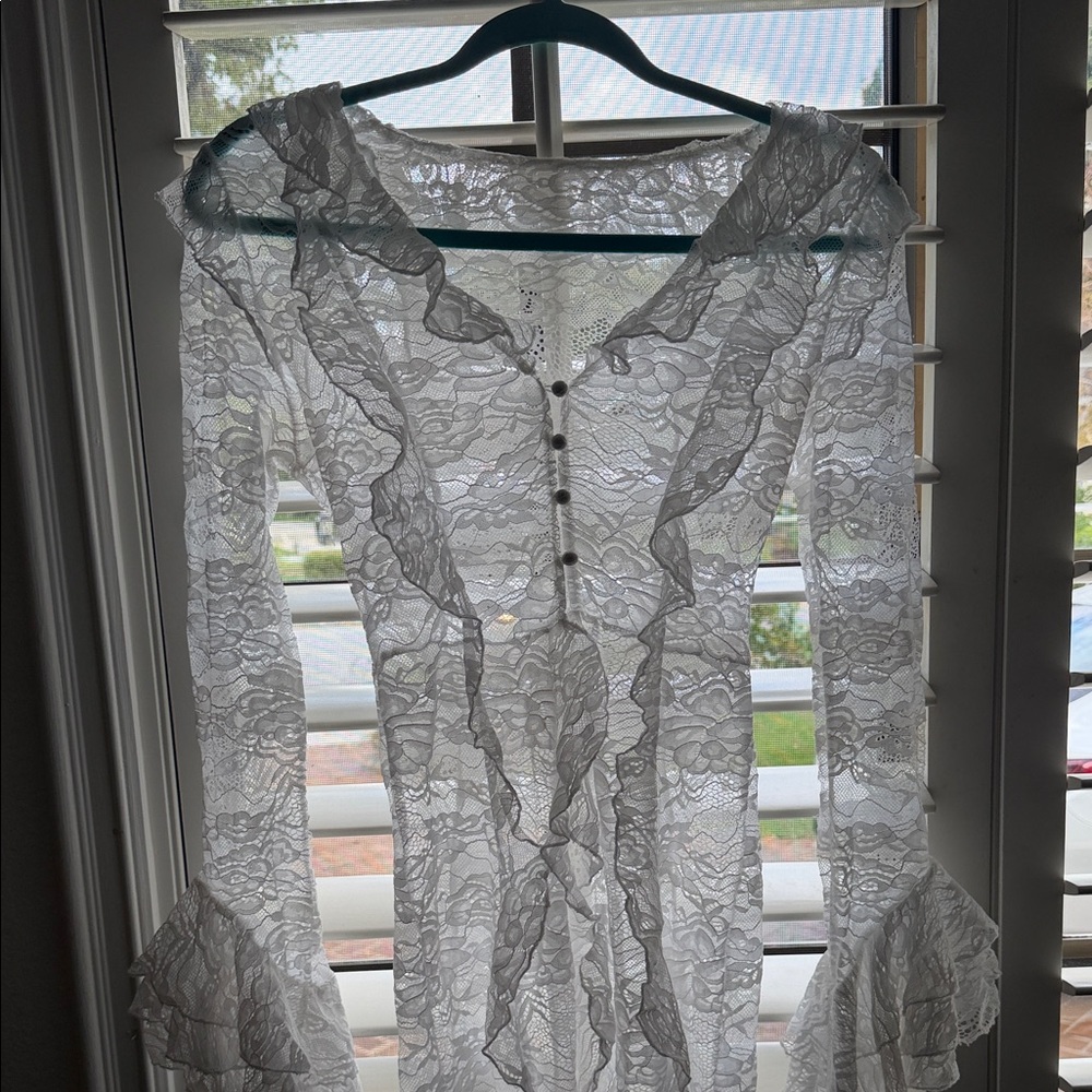 White Lace sheer  robe
